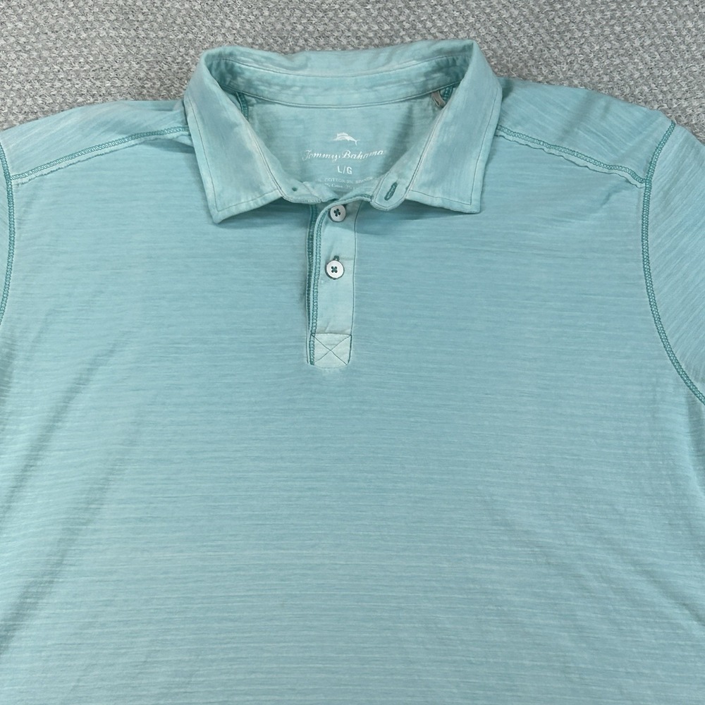 Tommy Bahama Shirt Men's Large Teal Blue Cirrus Coast Polo Casual Golf Stretch - Picture 2 of 10